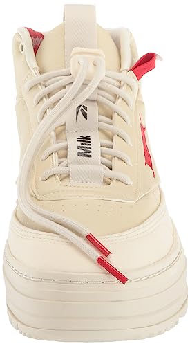 Reebok Women's Club C Geo Mid Sneaker, Vintage Chalk/Vector Red/Core Black, 82