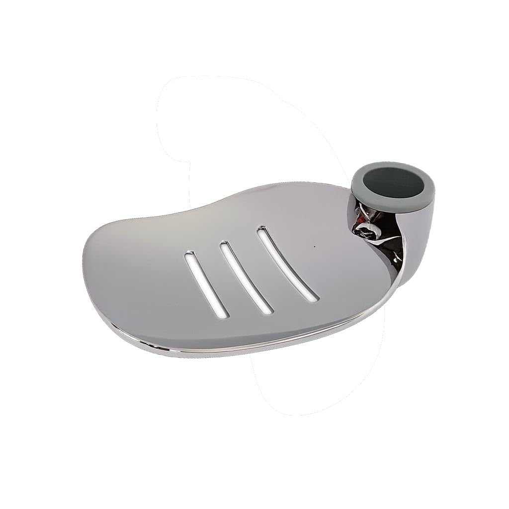 ECOSPA Large Chrome Plated ABS Soap Dish with drainage slots that fits onto 25mm Shower Riser Rails - Perfect replacement or a handy addition to your shower.