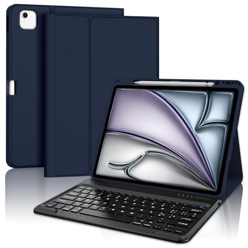 SENGBIRCH Custodia con Tastiera per iPad Air 13 con chip M3 2025 / Air 13 M2 2024, Italiano QWERTY Tastiera Bluetooth Magnetica Staccabile per iPad Air 13'' M3 2025/Air 13'' M2 2024, Blu scuro