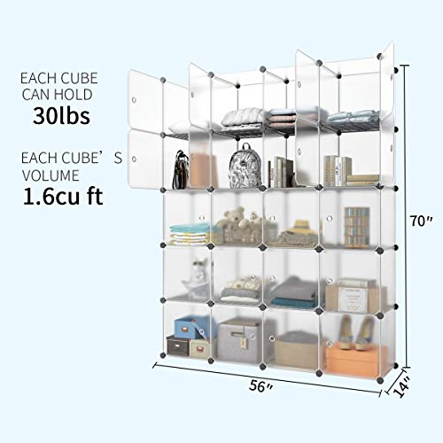 KOUSI Portable Storage Cubes-14 x14 Cube (20 Cubes)-More Stable (add Metal Panel) Cube Shelves with Doors, Modular Bookshelf Units，Clothes Storage Shelves，Room Organizer for Cubby Cube - Thumbnail 6