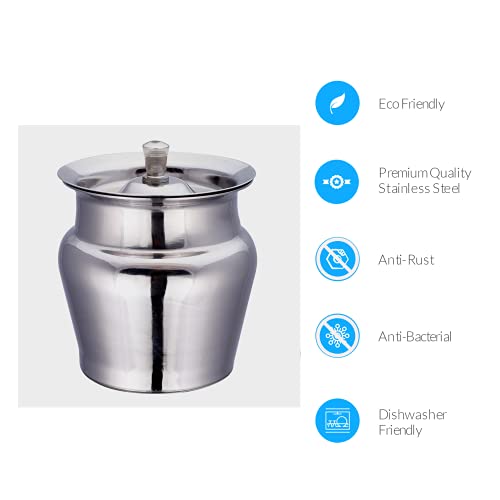 Image of Ghee Container With Spoon Oil Dispenser | Ghee Pot Steel, Ghie Dispenser | Salt Container With Spoon | Steel Oil Pot 300ml Silver Pack of 2 (Pack Of 1, 300ml)