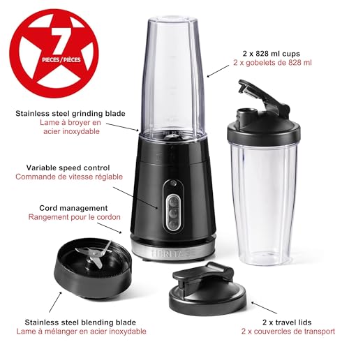 Starfrit Heritage Personal Blender 7PC Set - Two 828ml Cups - Two Blades - High, Low & Pulse Modes - 300W - Perfect for Smoothies! by Starfrit - Image 2