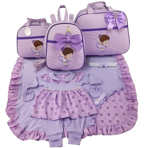 KIT BOLSA MATERNIDADE 3 PEÇAS BAILARINA + SAIDA MATERNIDADE (Lilás)