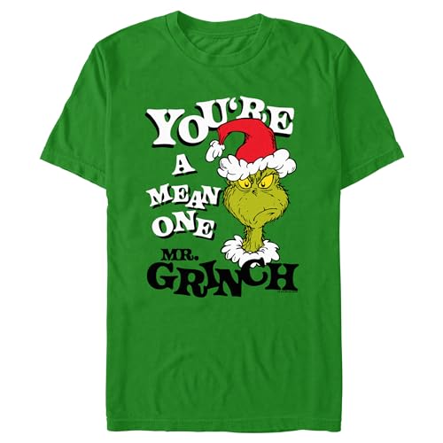 Men's The Grinch Christmas Grinch You're a Mean One Portrait T-Shirt - Kelly Green - X Large