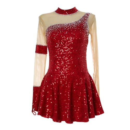 Robe de patinage artistique filles costume danse sur glace manches longues