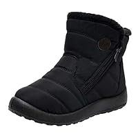 Christmas Boots Selling Items Boots for Women Uk Snow Boots Side Zipper Waterproof Boots Warm Fur Lined Short Boots Casual Non Slip Trekking Boots Lightweight Low Heel mens fur lined boots