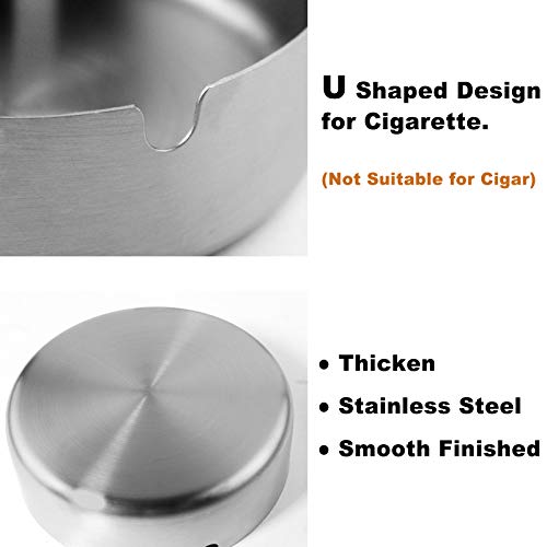 Qualsen 5 Pcs Ashtrays for Outside,Stainless Steel Material Outdoor Ashtray,ash Tray,ashtrays for Inside,ash Trays Outdoors ash Tray Inside,Suitable for Bar,Home Office(10cm) - Image 4