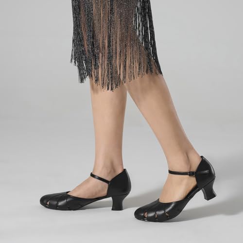 YESSA 1920s Shoes for Women Character Shoes Ankle Strap Dance Shoes for Ballroom Salsa Folklorico Tango Swing 2" Dancing Heels4