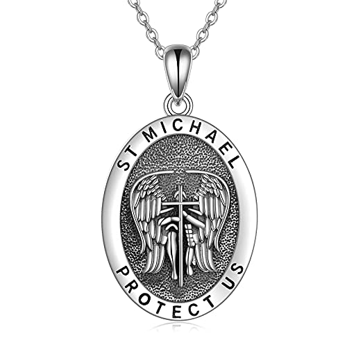 Hukkun St Michael Necklace For Men Sterling Silver Archangel Michael Pendant Protection Jewelry Religious Gift For Women #TOP4