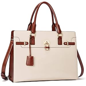 BOSTANTEN Womens Briefcase Leather Laptop Bag for Women Stylish Messenger Shoulder Handbag 15.6 Inch Computer Tote Work Bag