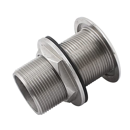 Shenghuiss 1-1/4" Npt Male Threaded 316 Stainless Steel Thru-Hull Valve Fitting W/Nut Plumbing Thru Drain Connector For Boats, Yachts, Rsv #TOP3