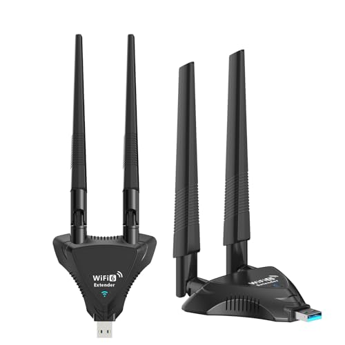 Répéteur WiFi 6 USB avec Antennes Haut Gain, Extendeur de Portée WiFi jusqu'à 1800Mbps, Relais WiFi pour Box Internet, Alimentation par Port USB (PC, Chargeur,...