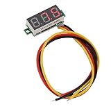 3 Fils Haute précision 0,28 Pouces Affichage LED voltmètre Professionnel DC voltmètre jauge Volt Test Monitor 0~100V pour intérieur extérieur pour Voitures d'enfants(Red)