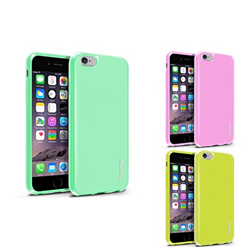 Insten 3 Packs of Jelly TPU Cases : Mint Green/Light Pink/Yellow Compatible with Apple iPhone 6/ 6S (4.7