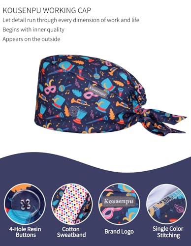 Image of Kousenpu Scrub Caps for Men, Adjustable Surgical Cap, Breathable Medical Hat for Doctors, Nurses & Healthcare Professionals