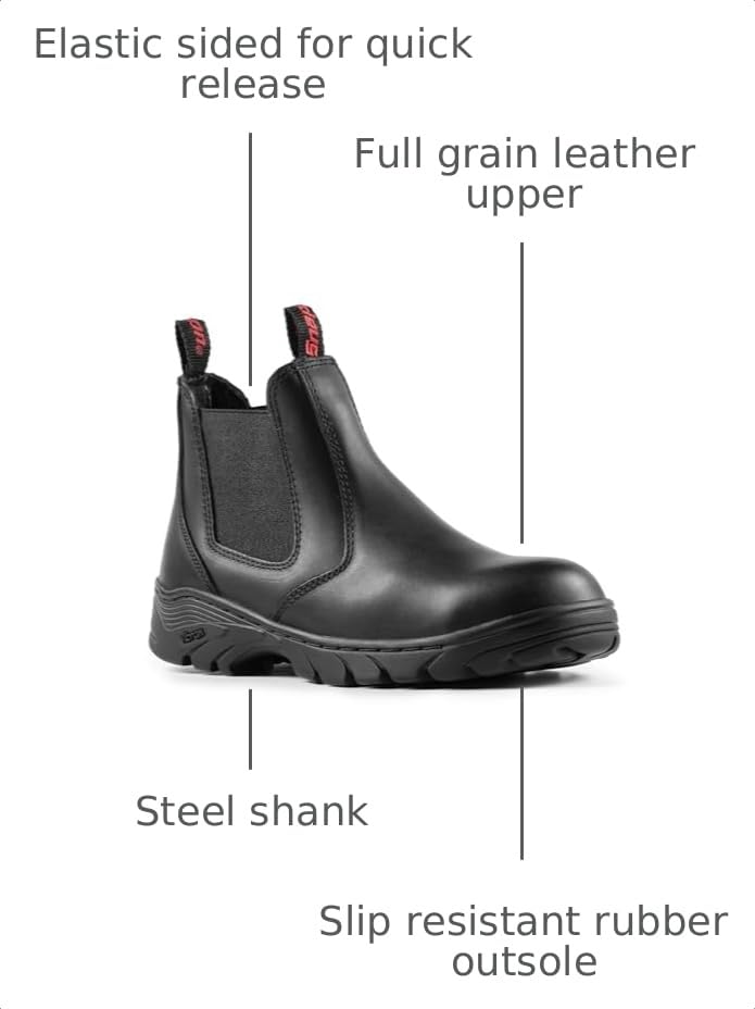 Image of Men's 6 inch Soft /Steel Toe Slip-On Chelsea Work Boots, Slip Resistant