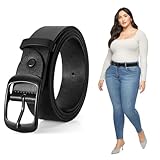 JASGOOD Plus Size Women Fashion PU Leather Belt Black Casual Waist Belt for Jeans Pants with Metal Pin Buckle,Black