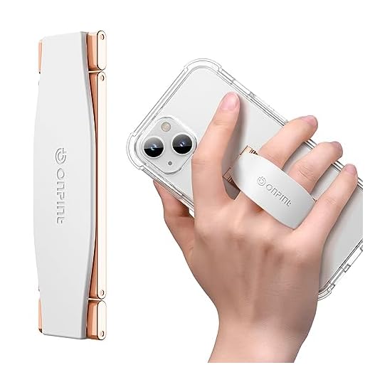 Onpint Phone Grip Finger Strap Holder 3.23 inches, 2-in-1 Cell Phone Slim Finger Loop Holder Kickstand Compatible with iPhone Samsung and Most Smartphones - White