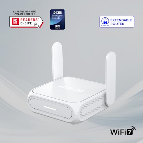 Image of ASUS RT-BE58 Go Portable Mini Travel Router - WiFi 7, Dual-Band, 2.5G Port, Up to 3.6Gbps Wireless, Secure Public WiFi, Mobile Tethering, Mesh Compatible, USB-C Power,RV /Cruise /Hotel /Mobile