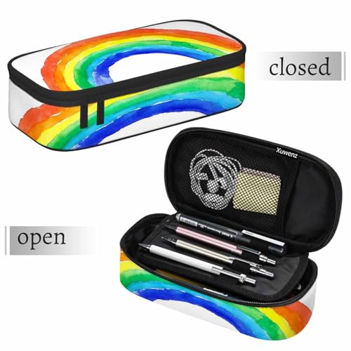 Image of Rainbow Pencil Case Happy Mood Hope Colorful Pencil Bag Pouch Box Organizer for College School Students Boy Girl