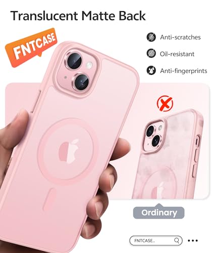 Image of FNTCASE for iPhone 14 Plus Case: for iPhone 15 Plus Magnetic Matte Textured Military Grade Drop Protection Translucent Cell Phone Cover - Slim Shockproof Protective Bumper Phonecase