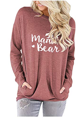 ONLYSHE Womens Crewneck Sweatshirt Casual Loose Fitting Tops Long Sleeve T Shirt