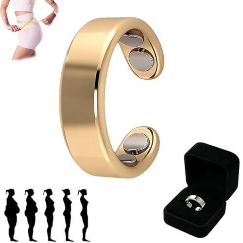 TKGEOUE Magnetring Vital Vitalring Magnet Wechseljahre Akkupressurring Damen mit Magneten Magnetfeldtherapie Ring für Schlafqualität und Hormonelle Balance Wechseljahre Ring (Gold-1)