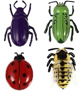 Housoutil 4 pcs Bug Toys, Moving Toys Cat Teaser Toy Electric Mini Walking with Button Battery