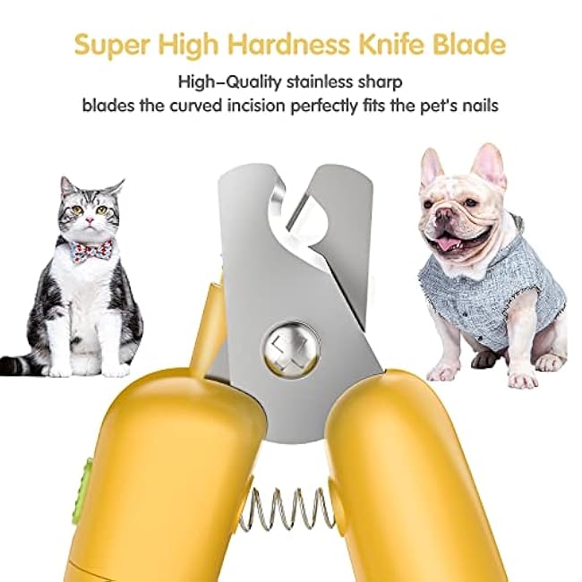 Dog Nail Clippers with LED Light & Nail File ¨C Professional at-Home Pet Grooming Kit, Razor-Sharp Claw Trimmer & Built-in File for Safe, Stress-Free Trimming on Dogs Cats. Yellow-ZYrB2TeA