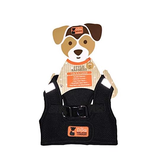 The Dog Walker Black Mesh Small Style Harness Breathable