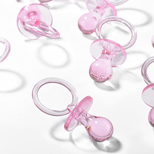 Image of Pacifiers for Baby Shower Game, 36PCS Plastic Pacifiers for Baby Shower Decoration DIY, Large Size Baby Shower Pacifiers, Gender Reveal Party Table Scatter /Hunt Baby Shower Game Props(Pink, 2.75 in)