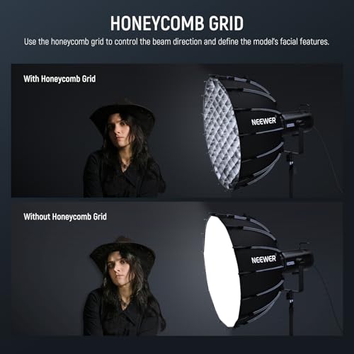 Image of NEEWER Parabolic Softbox Kit, 23.6 inch Bowens Mount Soft Box with Light Diffusers for Studio Photography Video Recording Streaming Lighting Compatible with Aputure 120d Compatible with Godox SL60w, NS71P