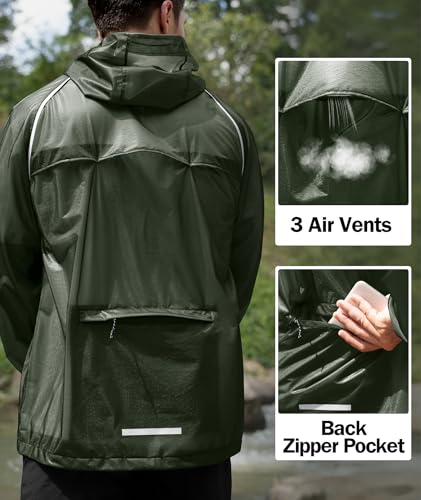 Image of SWISSWELL Mens Cycling Rain Jacket Waterproof Lightweight Windbreaker Jackets for Men Raincoat with Hood