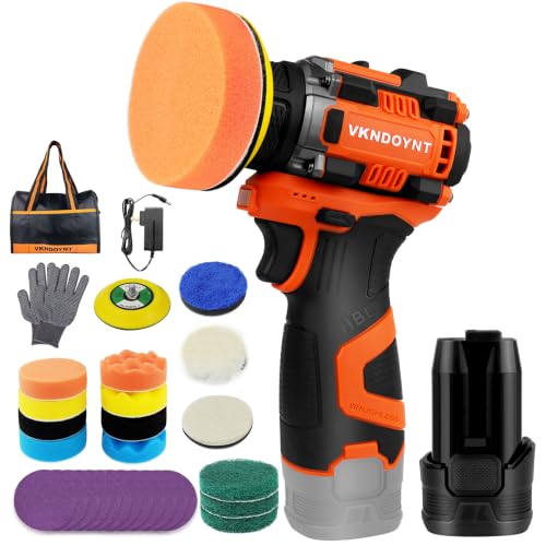 Brushless Cordless Polisher, 3" Mini Buffer & Sander Machine Kit, 2 Variable Speed Small Sander (0-500/0-3000 RPM), 2600mAh Battery, 31 Accessories for Car Detailing/Buffing/Sanding/Waxing