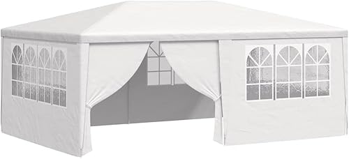 Vista 42 de vidaXL Tienda de campaña profesional para fiestas de 13.1 x 13.1 pies, toldo resistente a la intemperie con paredes laterales, polietileno Azul