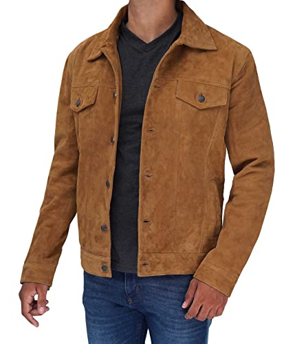 Image of Decrum Suede Leather Jacket Men - Casual Real Lambskin Leather Jacket for Mens