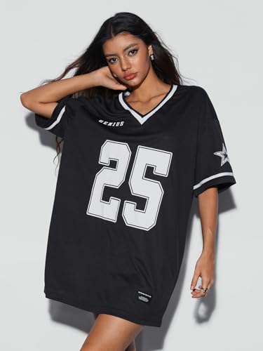 SOLY HUX Women's Summer Dresses V Neck Short Sleeve Jersey T-Shirt Dress Loose Mini Dress3