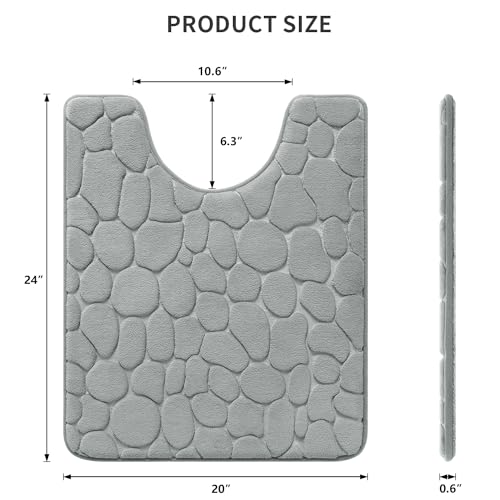 YIHOUSE Memory Foam Bath Mat Cobblestone Bathroom Rugs Super Water Absorbent Bath Mats for Bathroom Machine Washable Bath Rugs(20 x 24,Light Gray) - image 2