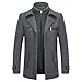 KUDORO Herren Wintermantel Wolle Kurzmantel Herren Wollmantel Mittellang Peacoat Herren Casual Slim Fit für Business Freizeit(Grau2,L)