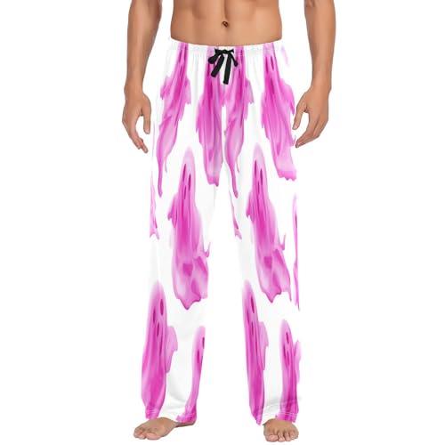 Qilmy Pink Ghost Men's Cotton Pajama Pants, Lightweight Lounge Sleepwear with Drawstring and Pocket2