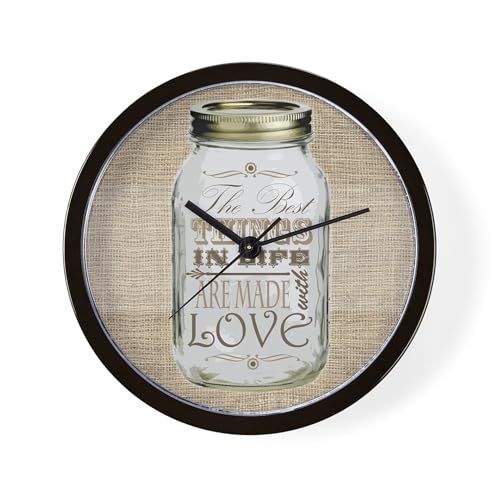 CafePress Mason Jar Brown The Best Things in Life are Made W 10' Wall Clock for Livingroom, Kitchen, or Office