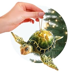 Sea Turtle Christmas Ornament Hand Painted Turtle Ornaments for Christmas Tree Beach Christmas Decorations Sea Turtle Ornaments for Tree Coastal Christmas Ornaments 2024 Sea Turtle Gifts by rengora