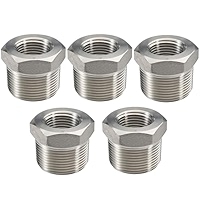 MSAEIQUN Stainless Steel Reducer Hex Bushing Threaded Pipe Fitting 1 1 4 Npt Male X 1 Npt Female Bushing 1 1 4 To 1 Adapter Pipe Fitting Pack Of 2
