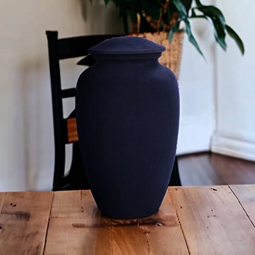 Image of Alpha Living Home Cremation Urn for Ashes - Adult Funeral Urn Handcrafted - Affordable Urn for Ashes - Large Funeral Memorial with Elegant Finish for Cemetery Burial - 10'' Height Blue /Black