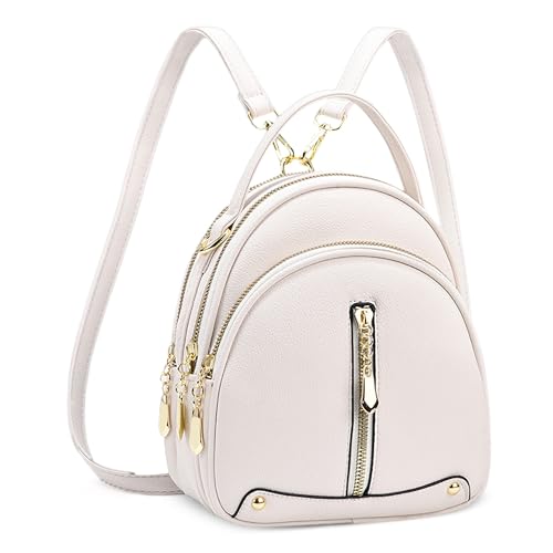 Sac à Dos Convertible Cuir PU Imperméable - Petit Sac Bandoulière Blanc Décontracté Multifonction