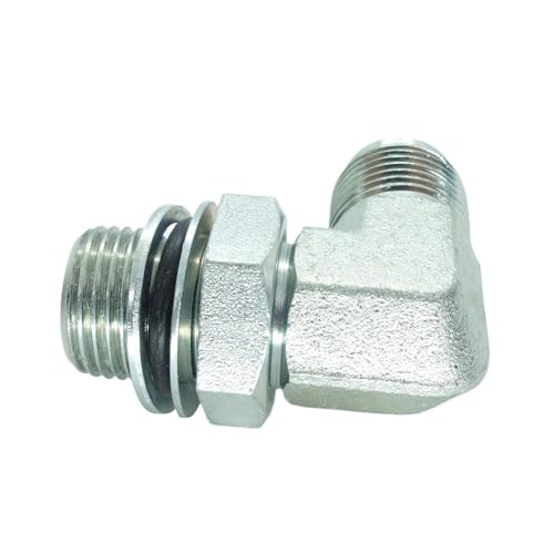 Image of 1 Piece Hydraulic Fitting 1 /2 Male JIC (3 /4 inch-16) X M18 x 1.5 Male Metric 90 Degree Elbow Adapter