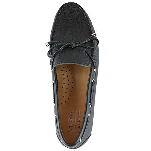 Image of MJNY Womens Casual Comfortable Genuine Leather Lightweight Driving Moccasins Classic Fashion Tiebow Slip On Ladies Driving Loafer Flat Shoes Black Grainy 7