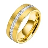 Tioneer Anillos de tungsteno de 8 mm para hombre, alianzas de boda con circonita cúbica, anillo de compromiso, ajuste cómodo, tallas 8-14, 10, Carburo de tungsteno, Sin piedra preciosa