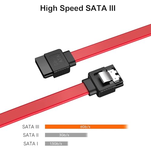 Image of Tobo SATA III Data Cable, Red, 6Gb /s High Speed, Backward Compatible with SATA I /II, 20 Pack (20, RED)