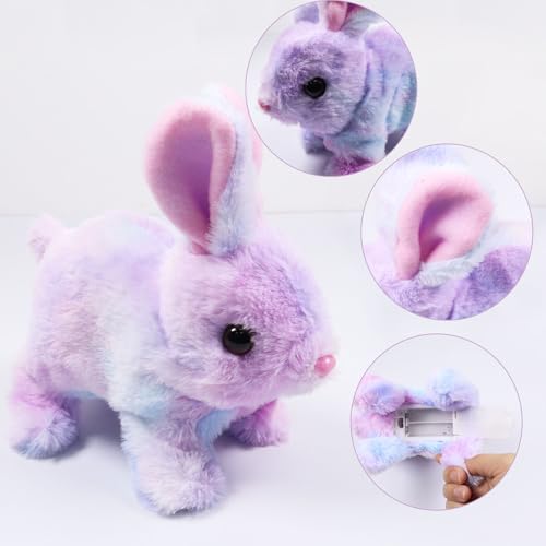 KOIROI Hüpfendes Kaninchen Spielzeug, Interaktives Elektronisches Kaninchen Haustier Plüschhasenspielzeug mit Geräuschen und Bewegungen, Hasen Kuscheltiere Klein, Hasen Spielzeug Geschenk für Kinder